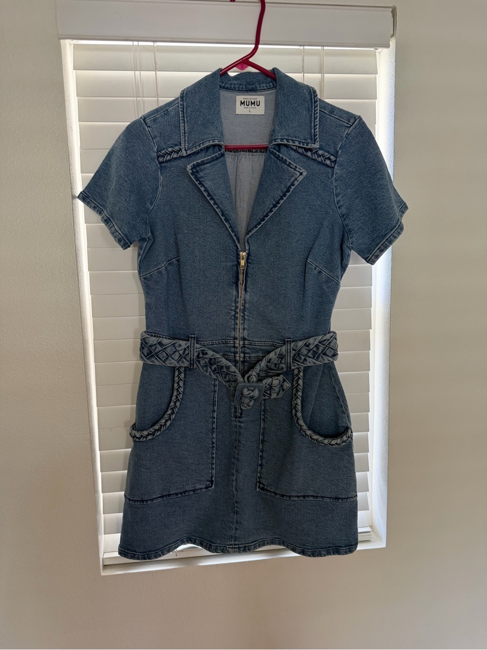 Show Me Your MuMu Short-Sleeve Denim Mini Dress in Blue